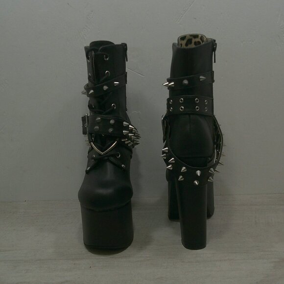 Demonia Torment-700 Black Platform Studded Goth Punk Grunge Ankle Boots Size 7 - Picture 6 of 13